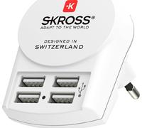 Adaptateur Chargeur Voyage 4 USB A 4.8A Europe Blanc Skross