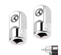Adaptateur cliquet 1/4" vers 1/2", 2 pièces, convertisseur de Douilles en Acier CR-V, Finition chromée, pour Outils manuels mécaniques et travaux de Chantier