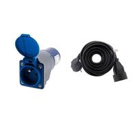 Adaptateur compact sans câble Femelle 16A 2P+T en Mâle CEE17 pour CAMPING, NAUTISME? - Zenitech & Prolongateur 16A 2P+T HO5VV-F 3G1,5mm² Noir 5m