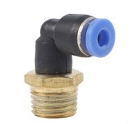 Adaptateur coudé fileté pneumatique avec insert rapide et ruban d'étanchéité pré-enduit, adapté pour les applications d'air haute pression PL416 (PL4-02)