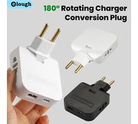 Adaptateur de chargeur d'extension UE/US 4 en 1 180 ° Convertisseur de prise rotatif pour téléphone, prise électrique EU/US, adaptateur de voyage USB Type C White US 2USB