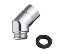 Adaptateur de douchette à 135 ° - Rallonge de pommeau de douche avec joint en caoutchouc - Adaptateur articulé - Coude de douche - Raccord mobile - Argenté