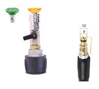 Adaptateur de nettoyeur haute pression 1/4 avec buse verte et jaune - Pivotant anti-enchevêtrement à 360° pour - Raccord de tuyau haute pression 15 cm (A)