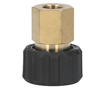 Adaptateur de nettoyeur haute pression en laiton avec protection en caoutchouc - Pression de fonctionnement maximale de 5 000 PSI - Connecteur fileté G1/4" vers M22 x 1,5 mm (Femelle à Femelle 15mm