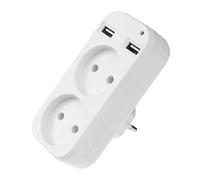 Adaptateur de Prise Européenne USB Double Sortie, Blanc Abs Cuivre
