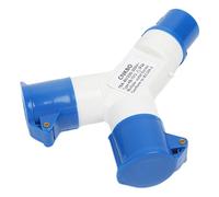 Adaptateur de prise industrielle étanche à double prise : répartiteur électrique à 2 voies anti-poussière, connecteur de branchement électrique portable 16 A pour caravanes, camping-cars