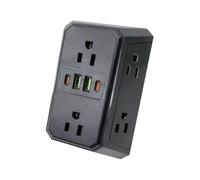 Adaptateur de prise murale, rallonge de courant à 6 sorties, adaptateur multiprise avec ports USB, concentrateur de charge compact avec structure de sécurité, conception d'adaptateurs qui aho