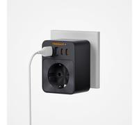 Adaptateur de protection TESSAN, 3600W, avec 2 ports USB-C et 2 ports USB-A, idéal pour le bureau à domicile, multiprise compacte, couleur noire
