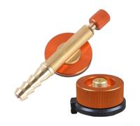 Adaptateur de recharge de bidon de gaz en laiton pour randonnée en plein | Construction en acier, compatibilité réservoir plat, joint étanche, installation facile, camping randonnée
