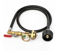 Adaptateur de recharge de propane avec tuyau de 0,9 m et manomètre - Laiton robuste pour connecteur QCC pour cylindre de 0,5 kg à 9,1 kg - Kit de remplissage sûr et étanche pour réchaud de camping et