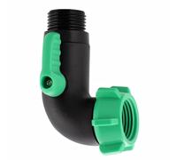 Adaptateur de tuyau 3/4" avec interrupteur, vanne coudée à 90° GHT | Matériau résistant à la corrosion, joint torique étanche contre les gouttes, poignée quart de tour, idéal pour les outils de