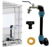 Adaptateur de tuyau fourre-tout à eau, adaptateur de tuyau fourre-tout Ibc, col cygne d'eau 3/4 pouces avec vannes d'arrêt et robinet pour réservoir baril, bleu