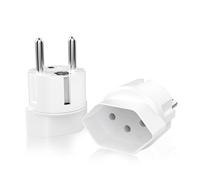 Adaptateur de voyage 2 pièces Suisse vers EU prise de voyage, type J vers Schuko, adaptateur 3 broches Suisse à 2 broches DE/FR/IT/ES (blanc) Adaptateur de voyage 2 pièces Suisse vers EU prise de