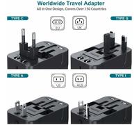 Adaptateur de voyage avec port USB-C, prise secteur internationale tout-en-un avec port de charge USB Type-C et obturateurs de sécurité intégrés