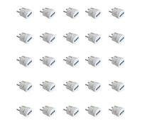 Adaptateur de Voyage/Domestique de Type By-Pass 2P+T 10A 16A à Prise Schuko Type F 16A 2 broches, Taille Compacte 3,5 cm (25 Pièces, Blanc)