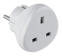 Electraline 70058 Adaptateur de voyage UK vers France/Europe, blanc