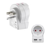 Adaptateur de voyage "EU to US", 1 x USB-A, 1 x USB-C (PD), 20 W