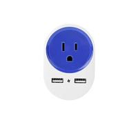 Adaptateur de voyage EU US JP avac double interface USB 110-240V 10A Bleu