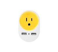 Adaptateur de voyage EU US JP avac double interface USB 110-240V 10A Jaune