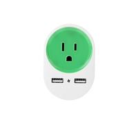 Adaptateur de voyage EU US JP avac double interface USB 110-240V 10A Vert
