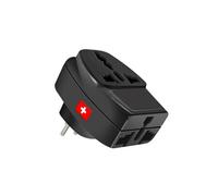 Adaptateur de Voyage Prise Type J Suisse 3 sorties Universelles Noir