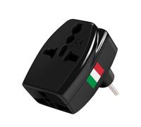 Akashi Adaptateur de voyage Prise Type L Italie 3 sorties universelles Noir