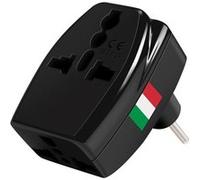 Akashi Adaptateur de voyage Prise Type L Italie 3 sorties universelles Noir