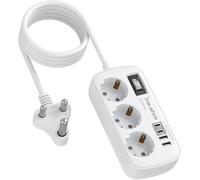 Adaptateur de voyage - Prise universelle - Chargeur d'appareils - 7 en 1 avec câble - 15 mètres - Noir