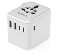 Adaptateur de voyage TESSAN, universel, avec 2 ports USB-A et 3 ports USB-C, adaptateur de prise universel pour les voyages internationaux, compatible avec les prises des États-Unis, du Royaume-Uni, d