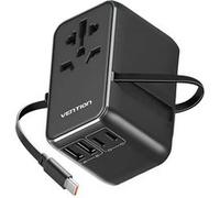 Adaptateur de Voyage Universel 4 Ports USB avec Câble USB-C Technologie GaN VENTION Noir Noir