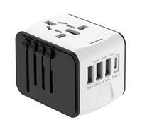 Adaptateur de Voyage Universel - Blanc - 3 USB - 1 Type C - 1500W - Compact et Pratique