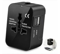 Adaptateur de Voyage Universel Internationale avec 2 USB-C et 2 USB A | Prise Tout-en-Un avec Chargeur Mural Multi USB, Adaptateur Secteur Mondial pour Europe USA Japon Royaume-Uni et Plus
