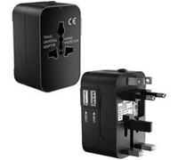 Adaptateur de voyage universel prise Anglaise UK Europe USA Australie Japon - 2 Ports USB pour chargement Noir G