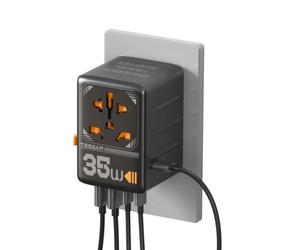 Adaptateur de voyage universel TESSAN 35W GaN avec charge rapide USB C, adaptateur de prise international pour prise UE/UK/USA/AUS