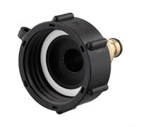 Adaptateur d'eau de pluie IBC S60x6 à filetage grossier pour réservoir de 640 l à 1000 l avec robinet de sortie de 1,9 cm en laiton noir + raccord en plastique (connecteur en laiton)