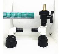 Adaptateur d'eau double pour IBC S60x6 en polyéthylène haute densité pour raccord intermédiaire de conteneur en vrac, raccord de tuyau d'arrosage de jardin et coupleur de récolte d'eau de pluie