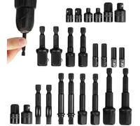 Adaptateur D'impact pour Douilles, Rallonge de Perceuse, Acier | Jeu, Connexions 1/4 3/8 1/2, Usage Automobile, Finition Noire