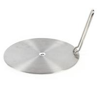 Adaptateur d'induction avec poignée - Plaque de répartition de la chaleur pour plaques de cuisson à induction - 24 cm - 3 mm d'épaisseur - Acier inoxydable et aluminium - Finition brossée et polie - C
