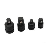 Adaptateur Douille 4pcs Acier Réducteur 1/4 3/8 1/2 | Acier 65Mn traité, finition noire anti-rouille, tailles variées 1/4-1/2, compatible outils manuels
