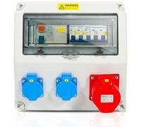 Adaptateur électrique mural IP44 pour montage mural avec 1 disjoncteur 16 A et 2 disjoncteurs différentiels 230 V