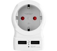 Skross Adaptateur de voyage Europe vers Royaume‑Uni AC20PD – USB‑C + USB‑A, charge rapide – Blanc