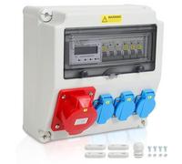 Adaptateur électrique triphasé, adaptateur mural IP44 pour montage mural, prise murale pour le secteur du bâtiment, disjoncteur 1x32 A 3x230 V avec compteur triphasé