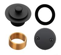 Adaptateur en laiton pour baignoire Bouchon de vidange Touch Easy Fit (Noir | Fonctionnement au toucher, finition chromée, s'adapte au trop-plein à 2 trous, compatibilité avec baignoire standard