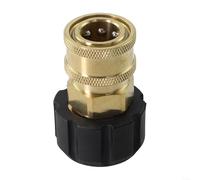 Adaptateur en laiton robuste convertissant 1/4 3/8 connexion rapide femelle vers M22 14 15 femelle pour nettoyeurs haute pression jusqu'à 5000 psi en finition métallique (3/8)