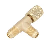 Adaptateur en T à Connexion Rapide, Adaptateur de Connexion R22 pour Climatisation à Connexion Rapide, avec Noyau de Valve en Laiton, Structure Robuste SAE 1/4in, pour R22 R12 R134 ou Jauge à Vide