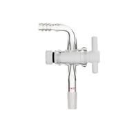 Adaptateur Entrée Gaz 90 Degrés Borosilicaté avec Robinet-14# Robinet PTFE | Adaptateur 90 Degrés Borosilicaté Tube Joint Rodé Rinçage Gaz Inerte Technicien