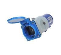 Adaptateur Fiche CEE vers Prise Schuko - Pour alimentation 230 V au camping, caravane et bateau - 16A IP44 - Bleu