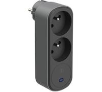 Adaptateur Fiche Multiprise Biplite Prima 2 Prises françaises 16A, avec protection parafoudre, Adaptateur Murale, Noir/Gris