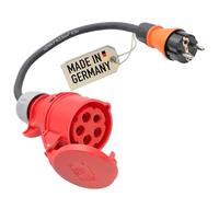 Adaptateur fiche Schuko 230 V vers CEE 16 A couplage 5 broches 0,5 m Adaptateur secteur contact de protection Câble de charge pour voiture électrique Câble d'extension IP44