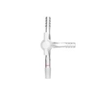 Adaptateur Gaz 3 Voies Borosilicaté Joint Rodé Cannelé-14# Robinet PTFE | Adaptateur Borosilicaté 3 Voies Tube Joint Rodé Rinçage Gaz Inerte Technicien